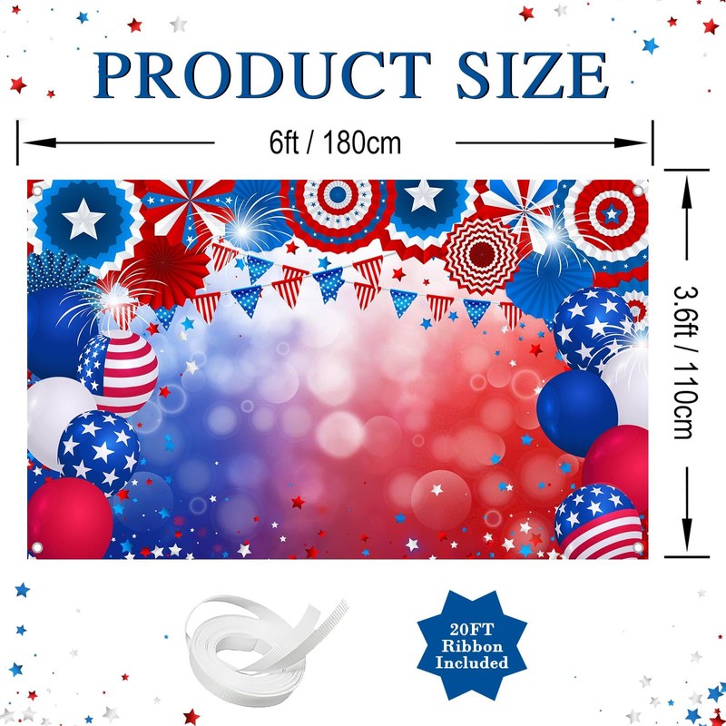 Mocsicka Independence Day Background July 4th Patriotic Photography Backdrop 4th