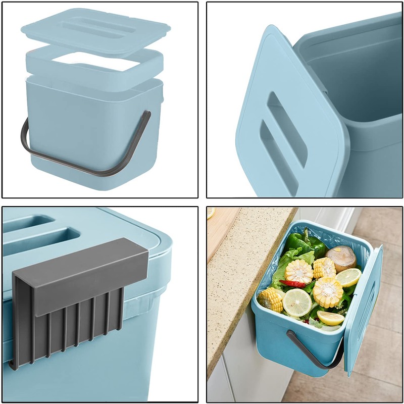 LALASTAR Kitchen Compost Bin, Hanging Trash Can with Lid for
