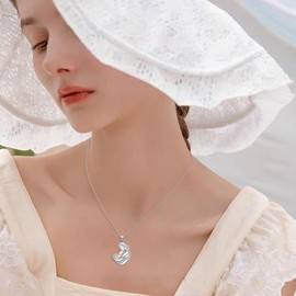 YFN Mother Child Necklace Sterling Silver Mom and Baby Pendant Jewelry New Mom Gifts for Mama from Son Daughter