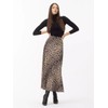 RSBFK Womens Elegant Leopard Print Skirt Midi Long Length Silk