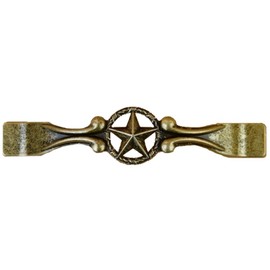 Set of 6 Drawer Handle Star with Barbwire Cabinet Pull Western Southwest Rustic Texas (Antique Brass)