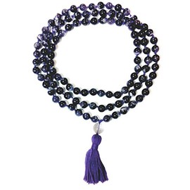 Mala Amethyst with Crystal Guru Bead Hand Knotted 108 Bead Prayer Mala