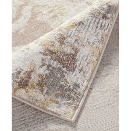 TOWN & COUNTRY LUXE Opaline Bold Marble Runner Area Rug with Glam Metallic Ribbed Texture Pile, Taupe, 1'9"x7'2"
