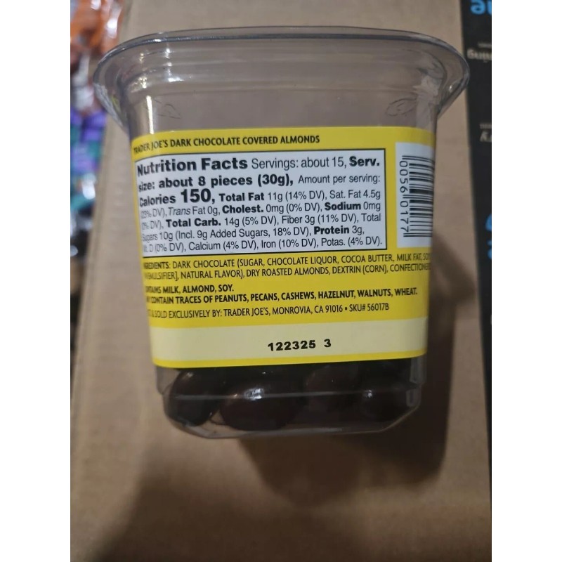 Trader Joe's Chocolate Covered Crunchy Almonds Delicious Rich Dark Chocolate