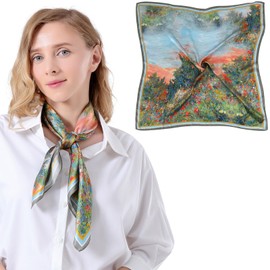 Bezioner Silk Scarf 100% Mulberry Silk Scarf Women's Silk Scarf Hair 68 x 68 cm Bandana Neckerchief Square Head Scarf Girls, multicoloured