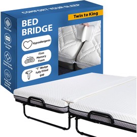 Greaton, 74.8” Bed Bridge Pad | Twin to King Converter Kit | Gap Filler for Adjustable Mattresses | Good for Guests Stay Overs & Family Room, White