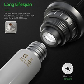 Simple Deluxe 100W Reptile Heat Lamp Bulb No Light Ceramic Heat Emitter Brooder Coop Heater for Amphibian Pet & Incubating Chicken, Snake, Lizard, Spider, 2-Pack,White