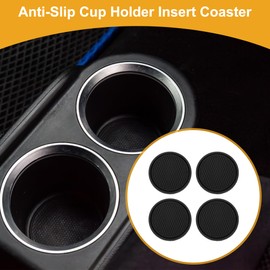 Partuto 4 Pcs 7cm Universal Car Cup Holder Coaster - Car Cup Holders Mat Non-Slip - PVC Black