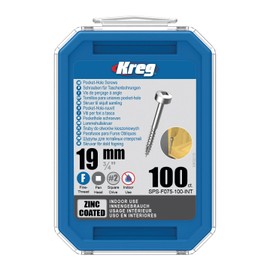 Kreg SPS-F075-100 Zinc Pocket Screws, 3/4 Inch #6 Fine Thread, Pan Head (100 Count)