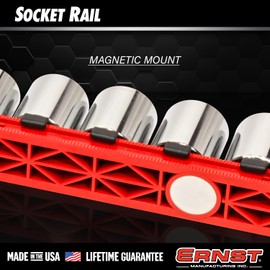 Ernst Manufacturing 13-Inch Magnetic Socket Organizer with 14 3/8-Inch Twist Lock Clips, Blue