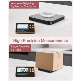 LOFICOPER Küchenwaage Digital, 15kg/1g Digitalwaage mit Separatem Magnetisches LCD-Display, Lebensmittelechter Edelstahl, 6 Einheiten, Tara-Funktion, für Kochen, Backen