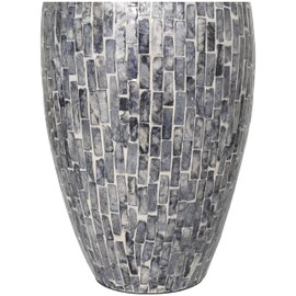 Deco 79 Mother of Pearl Shell Handmade Decorative Vase Mosaic Inspired Centerpiece Vase, Flower Vase for Home Decoration 8" x 8" x 15", Gray