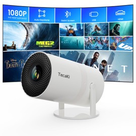 Mini Portable Projector 4K 1080P Supported Projection,Movie Smart Projector with 180°Rotatable Stand Auto Keystone Correction, Compatible with TV Stick, HDMI, USB, Laptop, Smartphone