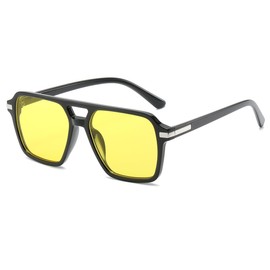 Long Keeper Pilot Sunglasses for Men Women Retro 70s Square Sunglasses Double Bridge Vintage Pilot Style Square Shade Classic Sun Glasses UV400 Protection