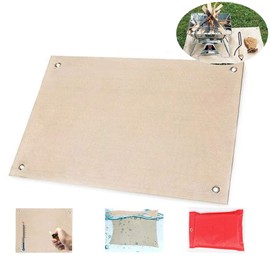 Liroyal Bonfire Sheet, 31.5 x 23.6 inches (80 x 60 cm), Sputter Sheet, Fireproof, Heat Resistant, Flameproof, Welding, Fiberglass, Lawn Protection, Barbecue Supplies, Suitable for Camping, BBQs,