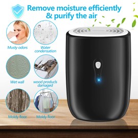 Posdry Dehumidifiers for Home 27oz(800ml) Small Auto Shut off Dehumidifiers with Drain Hose,Portable Ultra Quiet Mini Dehumidifier Effective for Bathroom, Basement, Garage, RV, Gun Safe, Closet