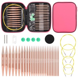 Reessy Circular Knitting Needles, Interchangeable Circular Knitting Needle Set with Case & Accessories, 13 Pair Round Knitting Needles 3.0 mm-10.0 mm for Beginners Adults