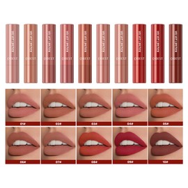 5 Colors Matte Velvet Lipstick Set, Nude Lipcolor, Lightweight Soft Long Lasting Matt Lipstick Make Up Set (COLOR, Set B)