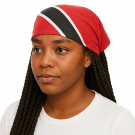 SUNRIBE Trinidad and Tobago Flag Bandana – 100% Cotton Red White Black Caribbean Head Wrap – Trini Bandana for Carnival, J’ouvert, Festival, Cultural Events, Travel & Everyday Wear – Unisex