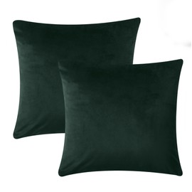 Imperial Rooms Cushion Covers 45 x 45 cm Dark Green Square Throw Pillow Cases with Invisible Zipper 18x18 Inch Plain Bedroom Cushion for Sofa Xmas Decor Living Room Car