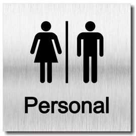 Door Sign Personal Toilet UV Print 12 x 12 cm 3 mm Aluminium Composite Made in Germany Item No. 2121