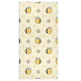 Wamika Cute Bees Hand Bath Towel Yellow Buffalo Plaid Kitchen Bathroom Faucet Towel Sunny Flowers Fingertip Towel Set Highly Absorbent SPA Gym Guest Shower Towels 16x30 Inch Holiday Decorations
