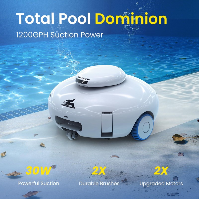 (2026 NEW) AQUVII Cordless Robotic Pool Vacuum, Dual-Layer Filtration