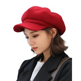 Idopy Women's Retro Peaked Ivy Newsboy Paperboy Baker Boy Beanie Gatsby Cabbie Painter Cap Hats, red