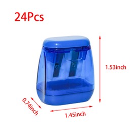 JAKOUE 24 pcs Colored(red,Orange,Green and Blue) Manual Pencil Sharpeners,2 Holes Pencil Sharpener,Small Handheld Pencil Sharpener Dual Holes for Kids,Classroom,School,Office