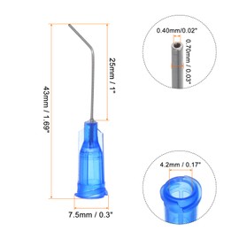 QUARKZMAN Pack of 60 Blunt Dosing Tips Needles 22G 1 Inch Curved Needle with Luer Blue