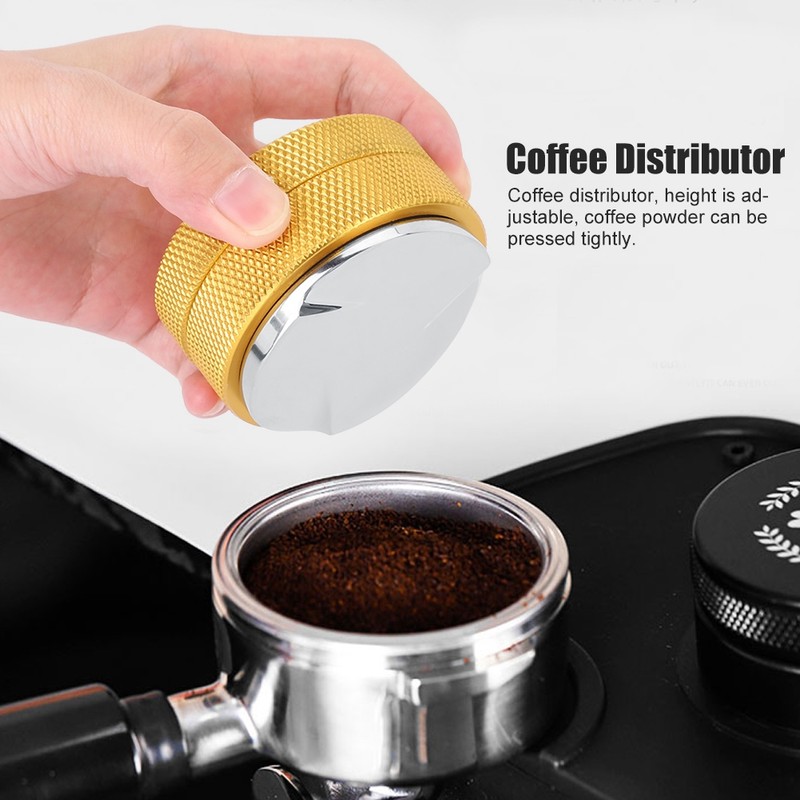 Height Adjustable Stainless Steel Coffee Power Tamper Distributor Leveler Tools