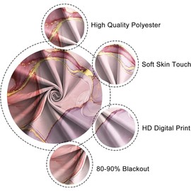 Pink Marble Pattern Blackout Curtains for Bedroom, Luxurious Stone Texture Window Pannels and Drapes for Childen's Room, Light Blocking Curtains for Living Room,2 Panels,Each W42 xL63