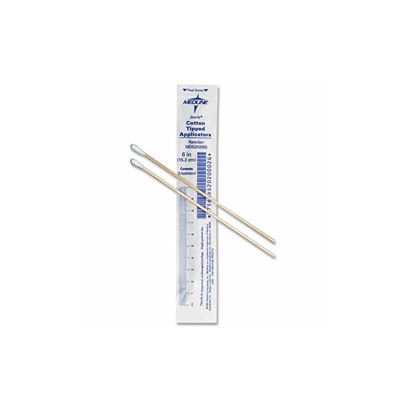 Medline MDS202000 Sterile Cotton-Tipped Applicators White Pack of 200