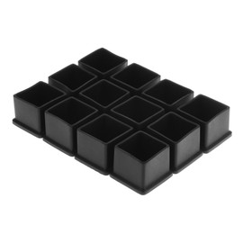 BCP 12PCS Black Color Square Rubber Furniture Table Chair Leg Foot Cover Cap Protectors (1 x 1 inch)