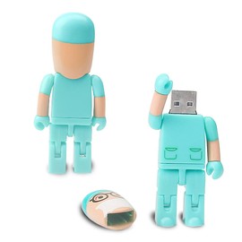64GB Cartoon Doctor Model USB Flash Drive USB 2.0 Memory Stick for External Data Storage Green