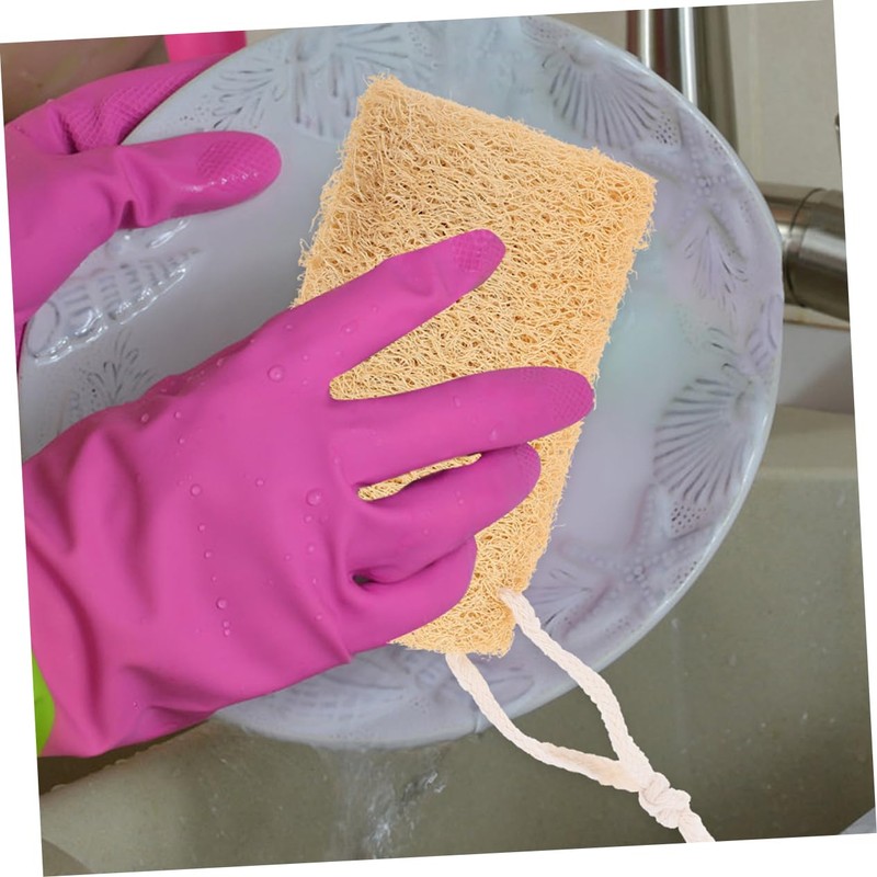 FRCOLOR 2pcs Natural Loofah Dishwashing Sponge Scrubber Multi Use Cleaning