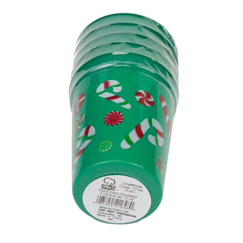 Chef Craft Select Plastic Christmas Cup Set, 10 ounce capacity