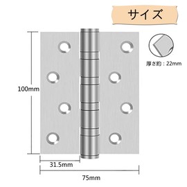 Yandong Flat Door Hinges Door Hardware Hinges Long 100mm Width 75mm 4" Stainless Steel Folding Hinges Hardware with Screws (Pack of 2)