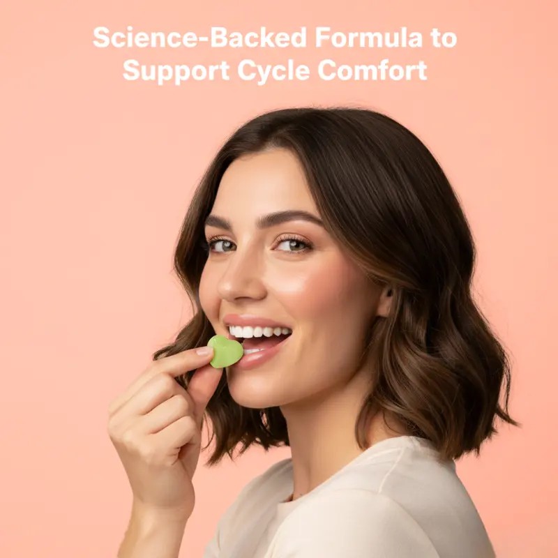 Plant-Based Period Support Gummies – Sugar-Free Relief for Cramps, Bloating