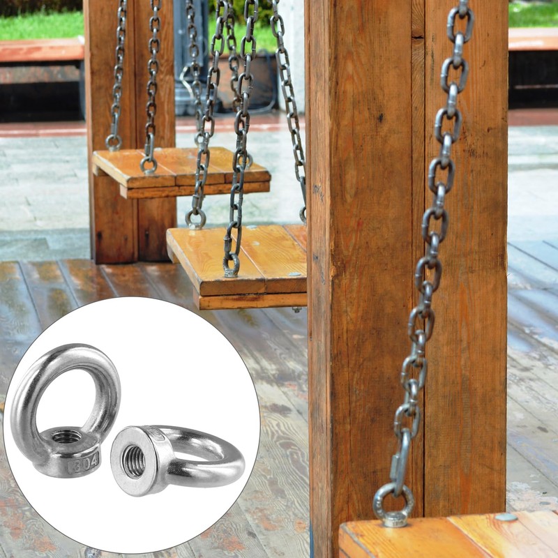 QWORK® 6 Pcs Ring Nuts M12 304 Stainless Steel Ring