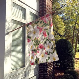 Caroline's Treasures ASAD115CHF Lilies and Roses by Sarah Adams House Flag Large Porch Sleeve Pole Decorative Outside Yard Banner Artwork Wall Hanging, Polyester, House Size, Multicolor