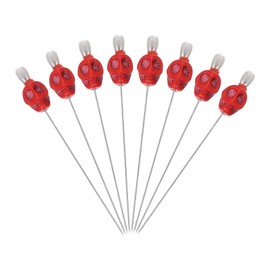 PATIKIL 3" Skull Sewing Pins, 8Pcs Steel Straight Pins with Skull Head for Fabric DIY Decoration Crafting Quilting Sewing Supplies, Red