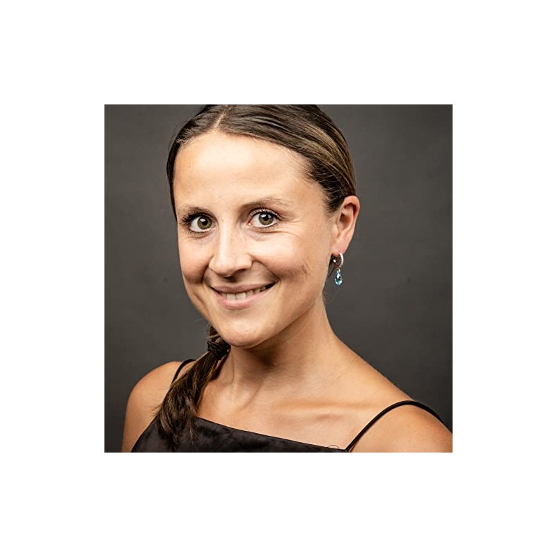 Schöner-SD Hoop Earrings with Crystal Drops 925 Silver, Silver