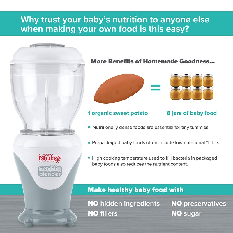 Nuby Mighty Blender with Cookbook - 22-Piece Baby Food Maker