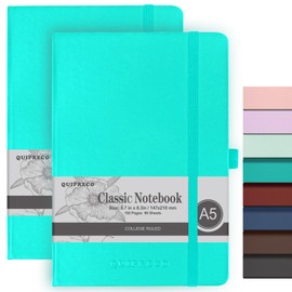 2Pack A5 Lined Hardcover Journal Notebook, 192 Pages 100Gsm Thick Paper College Ruled for School,Note Taking,Work,Diary，5.7''*8.3'',Turquoise