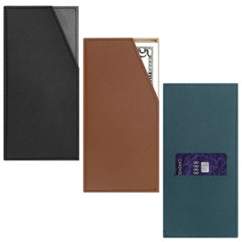 Modixun 3 Pack Slim Cash Wallet, PU Leather Money and Card Holder, Reusable Money Envelope Organizer for Dollar Bill Receipt Budgeting Women Men, Black+Brown+Dark Green