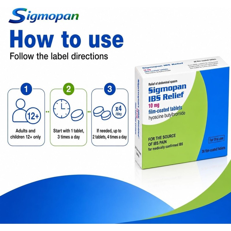 Sigmopan 10mg Film-Coated Tablets for Stomach Cramps, Spasms & Discomfort