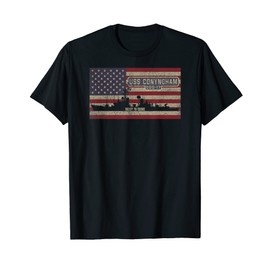 USS Conyngham DDG-17 Destroyer Ship USA American Flag T-Shirt for Women Kids Men