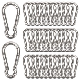 35 Pcs Small Carabiner Clip, 1.57 inch 304 Stainless Steel Carabiners Heavy Duty Spring Snap Hooks for Climbing Hiking Camping, Keychain