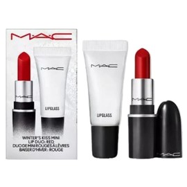 MAC Cosmetics Limited Edition Winter's Kiss Mini Lip Duo - Red Retro Matte Lipstick Ruby Woo and Lipglass Clear